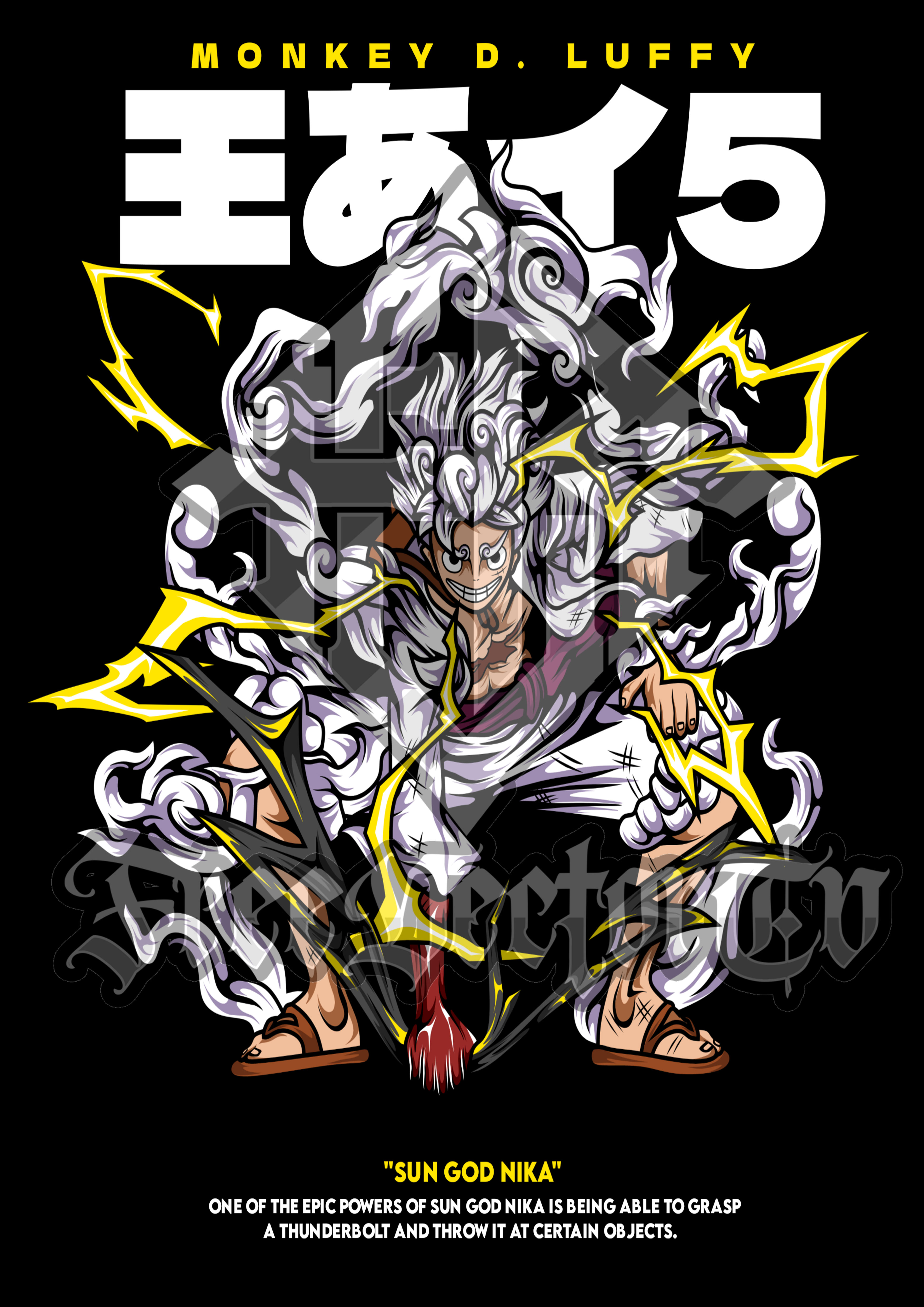 One Piece Luffy Gear 5 T-Shirt Design Bundle | Free Download | Anime Tee Graphics Pack