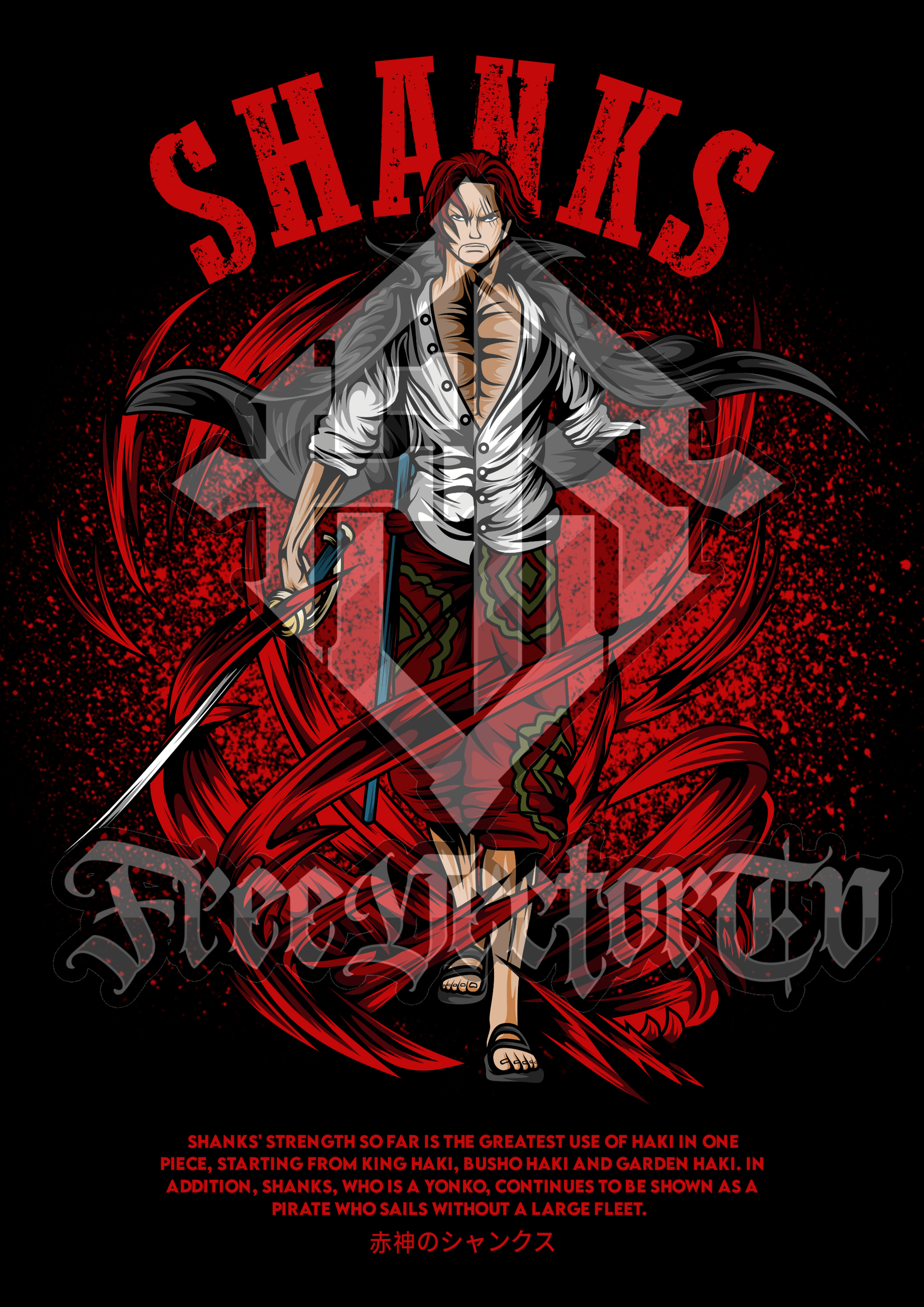One Piece Red-Haired Shanks T-Shirt Design Bundle | Free Download | Anime Tee Graphics